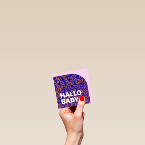 Paarse design kaart hallo baby