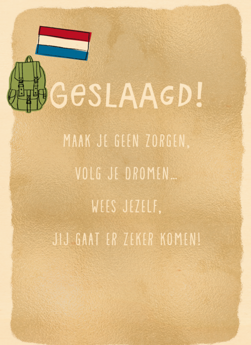 Houten Kaart Diploma | Hallmark | Houten Kaart Hallmark | Diploma | Geslaagd Kaart Volg Je Dromen Nederlandse Vlag