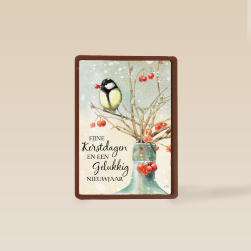Kerstkaart Marjolein Bastin koolmees rode bes