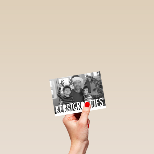 fotokaart met kerstgroetjes als tekst