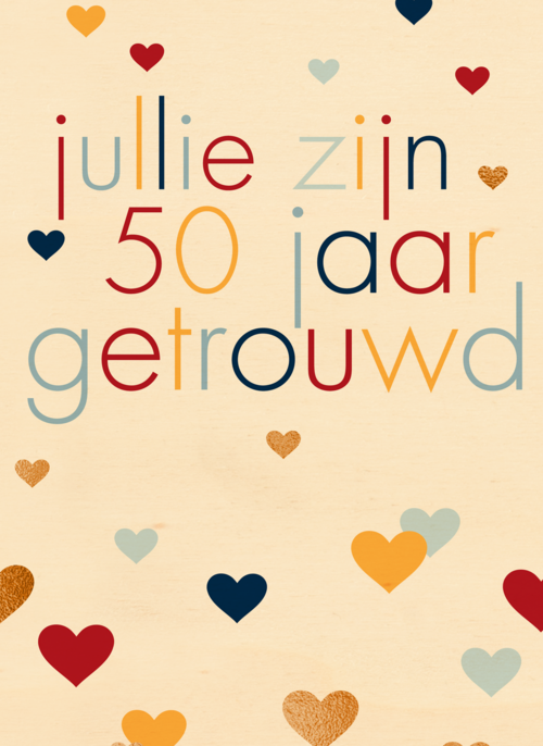 Houten Kaart Huwelijksjubileum | Houten Kaart Hallmark | Huwelijksjubileum | Jullie Zijn 50 Jaar Getrouwd