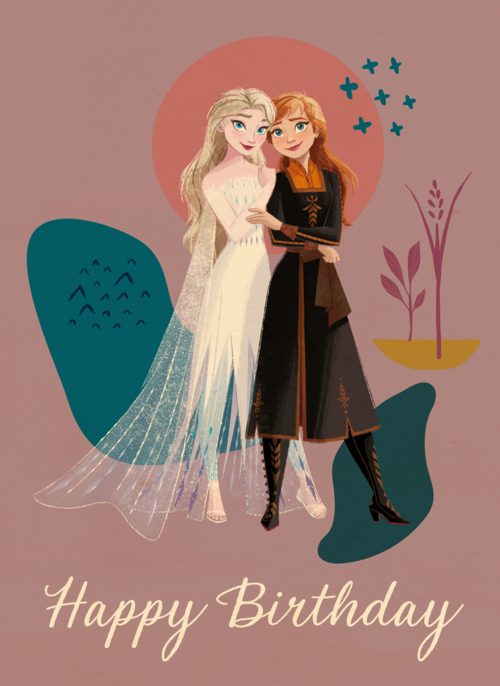 Frozen verjaardagskaart Elsa en Anna