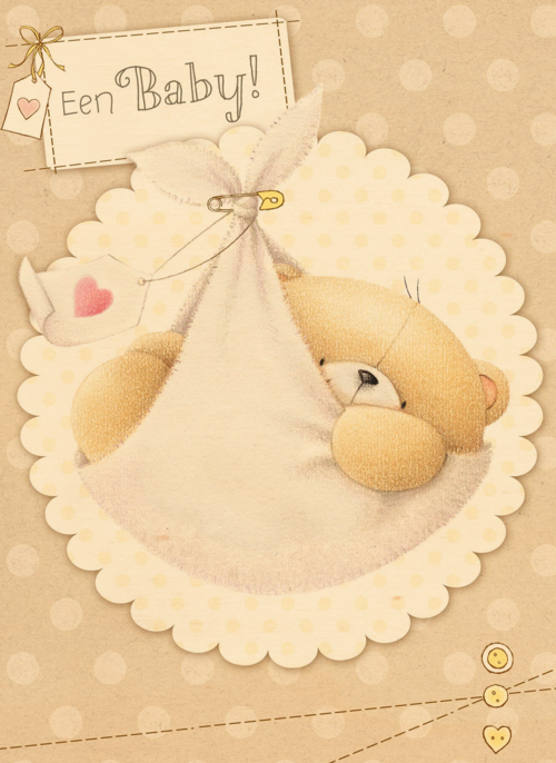 Houten Kaart Geboorte Felicitatie | Houten Kaart Hallmark | Geboorte Felicitatie | Een Babybeer In Doek
