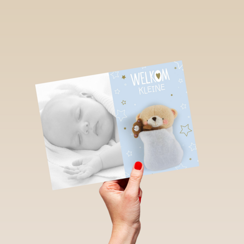 fotokaart liggend baby forever friends blauw