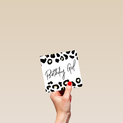 birthday girl with leopard print