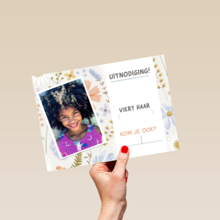 Uitnodiging Communie Lentefeest bloemen fotokaart
