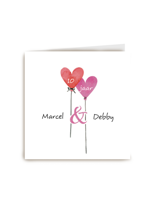 Kaart Hallmark | Huwelijksjubileum | Watercolor Hartjes Uitnodiging