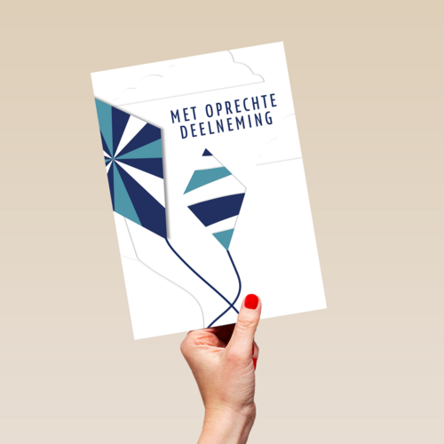 Condoleance kaart vlieger met op rechte deelneming