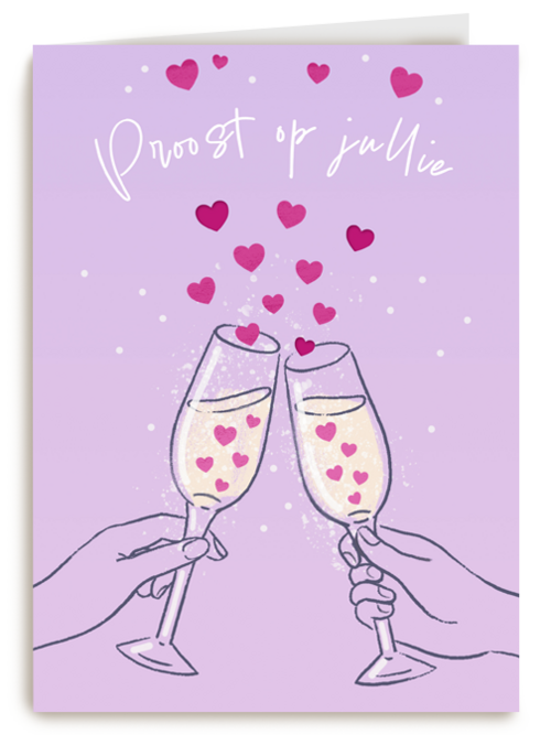 Proost op jullie hartjes bubbels