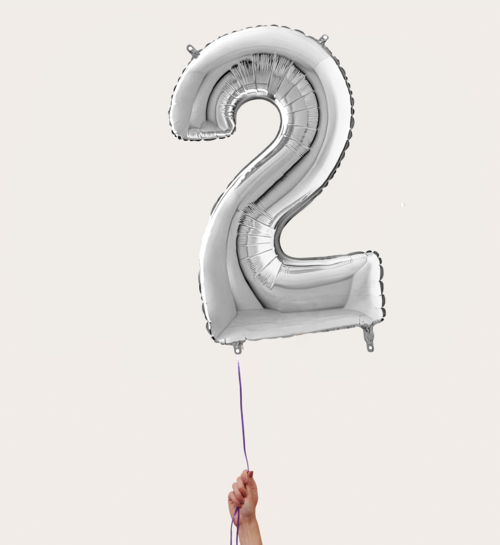 Cijferballon 2 Jaar Zilver XL