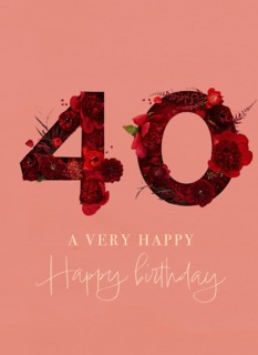 Verjaardagskaart 40 bloemen roze