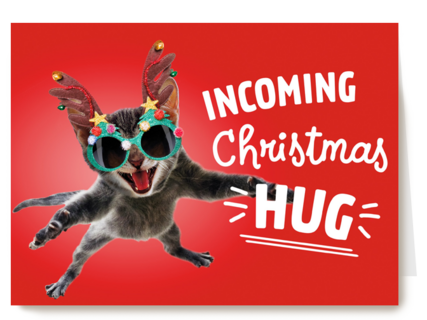 Kerstkaart Grappig Incoming Christmas hug