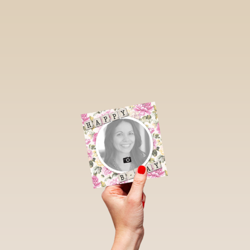 fotokaart happy bday bloemen achtergrond