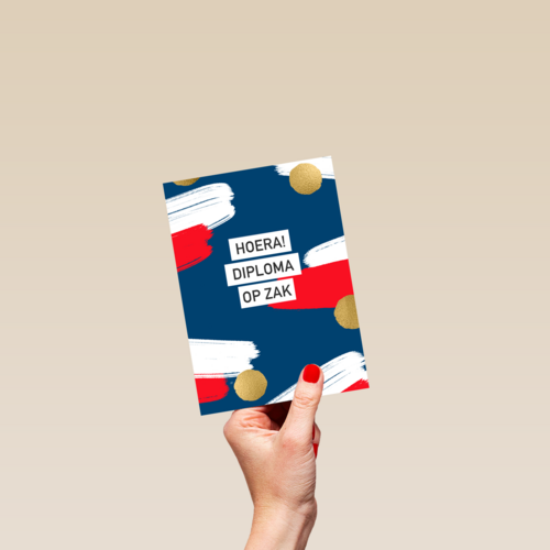 Rood wit blauwe geslaagd kaart met goud