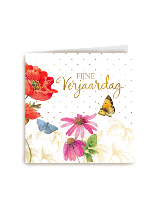 Kaart flowers by Marjolein Bastin Fijne verjaardag klaproos vlinder