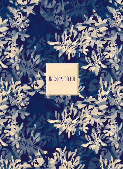 Houten Kaart | Sterkte Kaart Wit Blauwe Bloemen