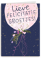 Gefeliciteerd kaart vrouw lieve felicitatiegroetjes