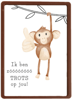 Aapje met ik ben heel trots op jou kaart