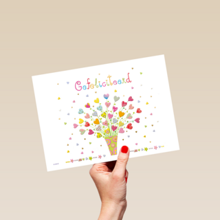 gefeliciteerd kaart vrouw klassiek bloemen hartjes turnowsky