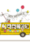 Snoopy verjaardagskaart schoolbus