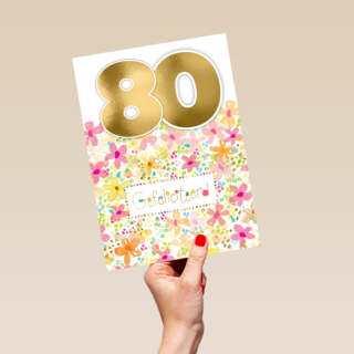 een bloemrijke verjaardagskaart voor 80 jaar