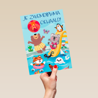 zwemdiploma kaart dieren zwembad