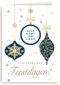 kerstkaart met kerstballen en eigen logo