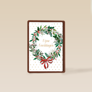 Kerstkaart klassiek Kerstkrans Fijne feestdagen