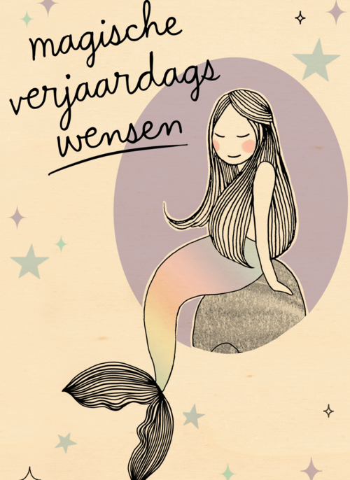 Houten Kaart Verjaardagskaarten | Magische Verjaardagswensen Met Een Zeemeermin