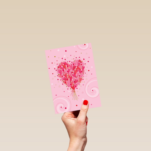 Liefde kaart bloemenhart boeket