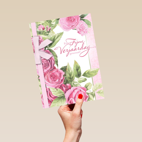 roze rozen met strik