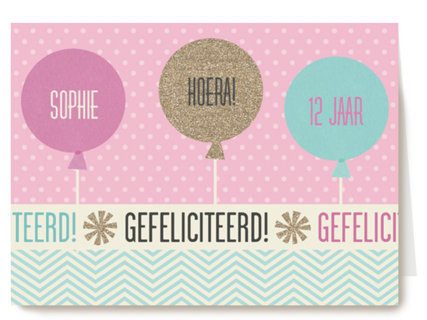 gefeliciteerd met drie ballonnen