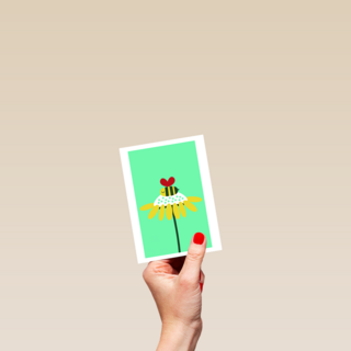 Zomaar kaartje bloem met bij