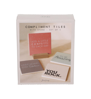 JENS Living Complimententegels Set 4x Dagelijkse Positiviteit