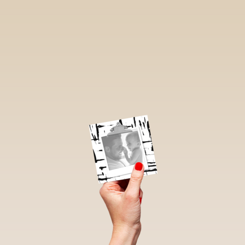 fotokaart vierkant zwart wit blanco polaroid