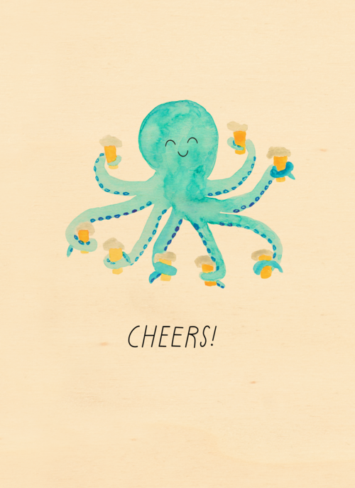 Verjaardagskaart met octopus