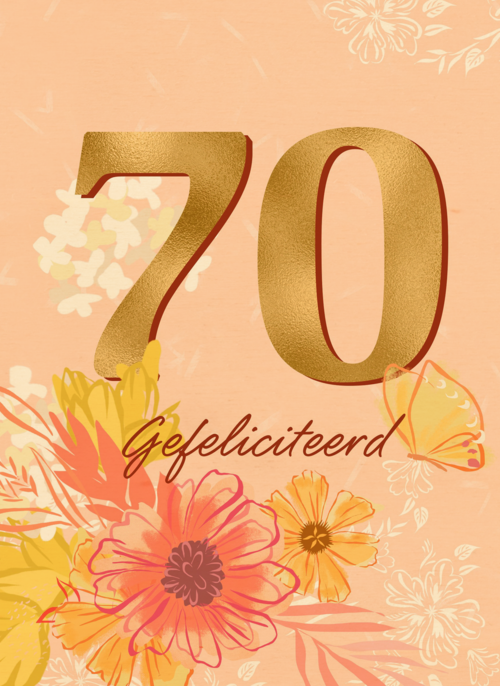 Verjaardagskaart 70 met bloemen