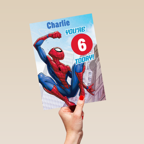 Spiderman verjaardagskaart 6 today
