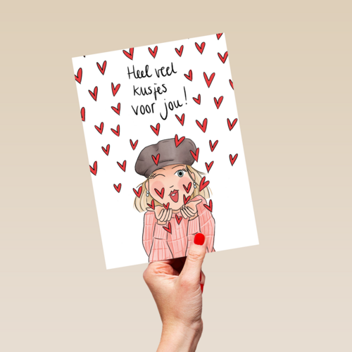 Valentijnskaart Heel veel kusjes voor jou