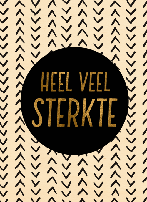 Houten Kaart Beterschapskaarten | Houten Kaart Hallmark | Beterschapskaarten | Beterschapskaart Gouden Letters Heel Veel Sterkte