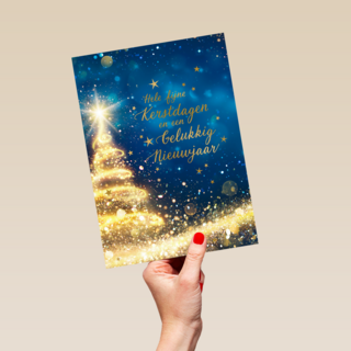 Kerstkaart zakelijk Kerstboom met lichtjes
