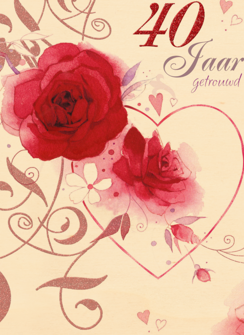 Houten Kaart Huwelijksjubileum | Houten Kaart Hallmark | Huwelijksjubileum | Jubileum Robijn 40 40 Jaar Getrouwd