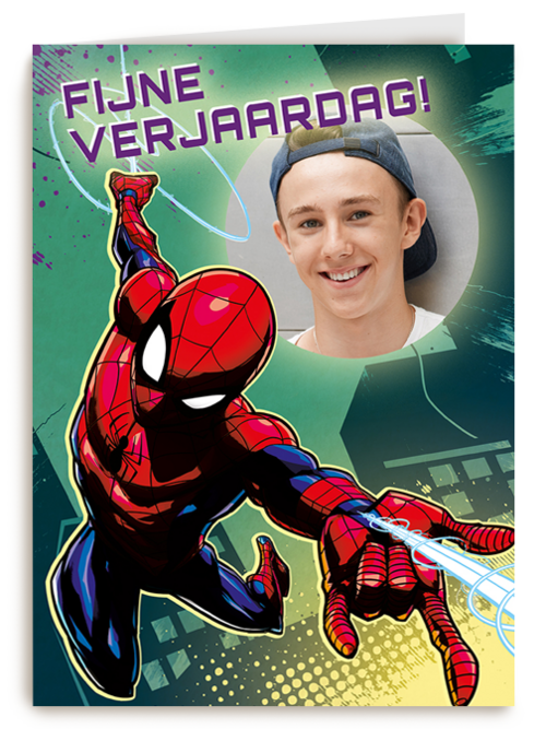 Fotokaart verjaardag Spiderman