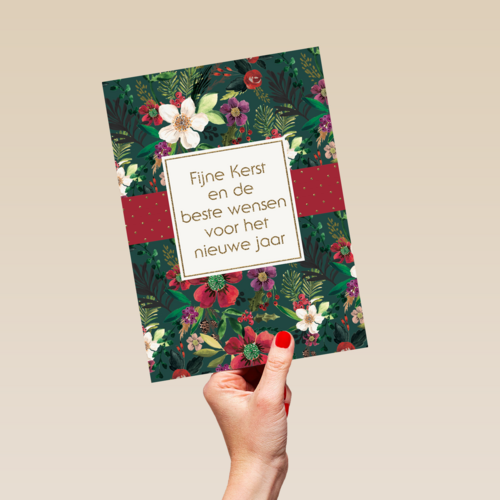 Kerstkaart Fijne kerst bloem