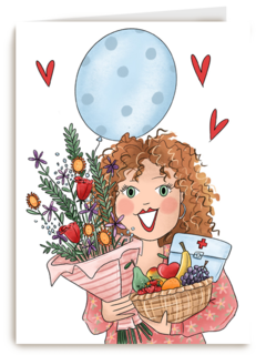 Beterschapskaart Fruitmand bloemen ballon Matia studio