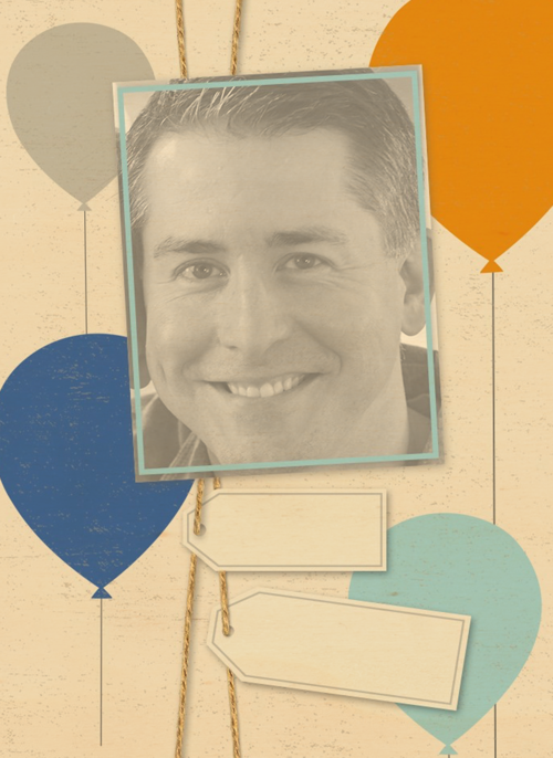 verjaardag met ballonnen en labels
