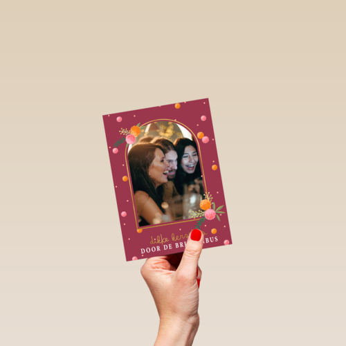 Kerstkaart bourdeaux met fotokader
