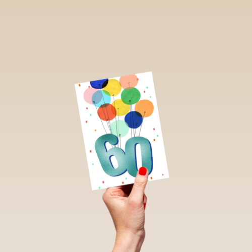 Verjaardagskaart 60 met ballonnen