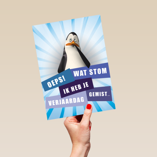 Penguins verjaardag te laat kaart