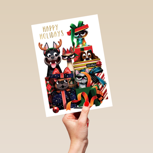 Kerstkaart Folio cats and dogs